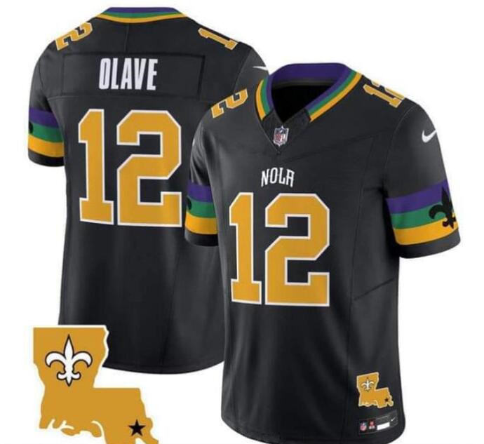 Men's New Orleans Saints #12 Chris Olave Black 2024 F.U.S.E. Vapor Limited Stitched Jersey Men's New Orleans Saints #12 Chris Olave Black 2024 F.U.S.E. Vapor Limited Stitched Jersey